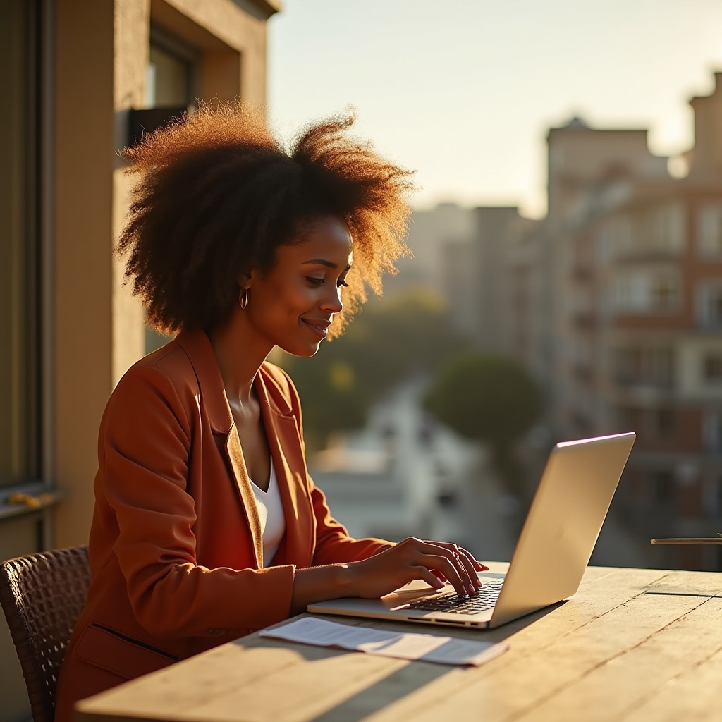 Person schreibt ein Executive Summary am Laptop